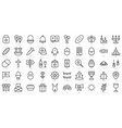 set of simple outline easter day icons thin line vector image