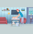 change diapers happy parents care to their baby vector image vector image