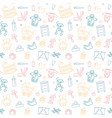 seamless background with linear baby care symbols vector image