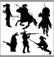 wild west silhouettes - native american warriors vector image
