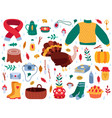 autumn elements fall cartoon hygge cozy sweater vector image