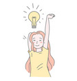 pretty girl with lamp bulb new creative idea vector image