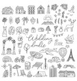 doodle wedding icon set with decorative elements vector image