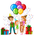 family at birthday party with balloons vector image