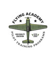 flying academy icon with army vintage airplane vector image