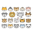kawaii animal avatars cartoon cute stickers vector image