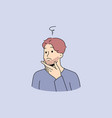 man touching beard think of shaving vector image vector image