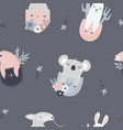 seamless pattern with adorable animals in pockets vector image vector image
