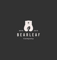 bear leaf leaves natural nature logo hipster vector image