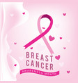 breast cancer awareness month card pink ribbon vector image vector image