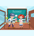classroom scene with scientist doing experiment vector image vector image