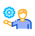 man hold gear icon outline vector image vector image