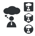 thinking person icon set monochrome vector image