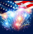 american flag with colored fireworks vector image