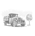 truck in vintage style engraved drawing vector image