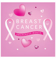 breast cancer awareness month card pink ribbon vector image vector image