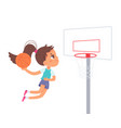 kid player playing basketball on school match vector image vector image