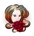 woman with rose vector image vector image