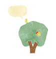 cartoon tree with birdhouse speech bubble vector image