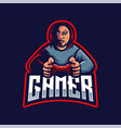 gamer e-sport mascot logo design boy vector image