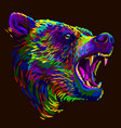 growling bear abstract multi-colored portrait vector image