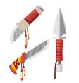 set daggers and knives native american indian vector image