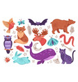 mystical animals alchemy tales animal with moon vector image vector image