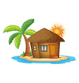 a small nipa hut in the island vector image