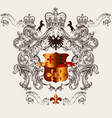 beautiful heraldic design with shield crown vector image vector image