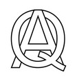 logo sign aq qa icon sign interlaced letters aq vector image