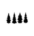 set silhouette pine tree vector image