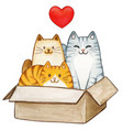 three lovely watercolor kittens in a paper box vector image