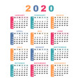 calendar 2020 week starts with sunday vector image