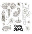 diwali icons set vector image
