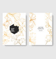 ginkgo leaf wedding white background card vector image