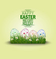 happy easter eggs in the grass vector image vector image