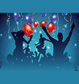 party background with dancing people silhouette vector image