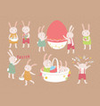 bundle of adorable easter rabbits or bunnies vector image vector image