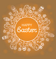 happy easter wreath with flowers herbs and eggs vector image