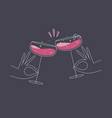 hand holding daiquiri cocktails clinking glasses vector image vector image