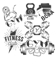 set of gym labels in retro style sport vector image