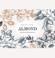 almond blossom frame design in engraved style vector image vector image