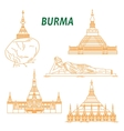 ancient buddhist temples of burma thin line icons vector image