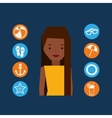 afro girl character summer vacation icons set vector image vector image