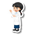 Cartoon character sticker with a girl in science Vector Image