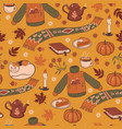 seamless pattern with cozy autumn graphic vector image vector image