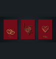 set valentines day greeting card gold heart logo vector image vector image