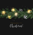 christmas pine tree wreath and gold ornament card vector image