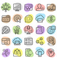 seo optimization and marketing trendy icon set vector image vector image
