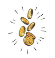 sketch of falling gold coins set shining metal vector image